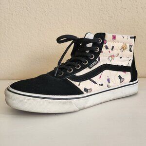 Vans Make Up Print and Black Suede High Top Sneakers - Size 6.5